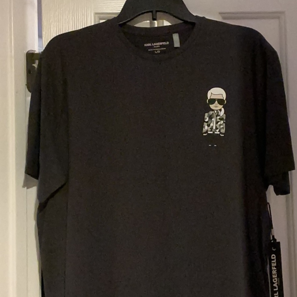 Karl Lagerfeld Black Crew Neck Tee with Graphic